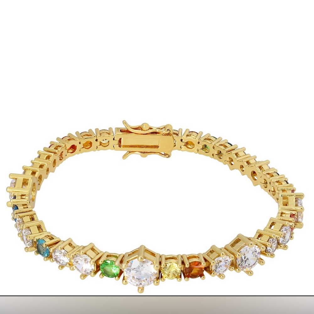 Kurt Geiger Rainbow Cubic Zirconia Tennis Line Bracelet